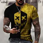 2021 летняя мужская повседневная модная футболка с забавным 3D-принтом злого лица, свободная уличная одежда с круглым вырезом в стиле Харадзюку, Мужской Топ