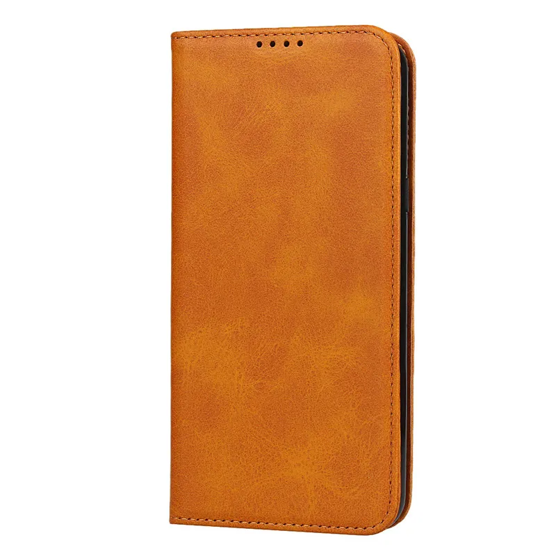 Light Brown Чехол из натуральной кожи для samsung Galaxy A10 A20E A30 A40 A50 A60 A70 Магнитная автоматическая застежка кошелек держатель карты чехол для телефона - Цвет: Light Brown