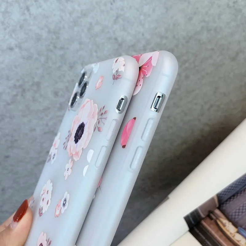 Силиконовый чехол с цветами для телефона iphone 11 pro xr x xs max 7 8 plus 6 6s se 2020 мягкий полным
