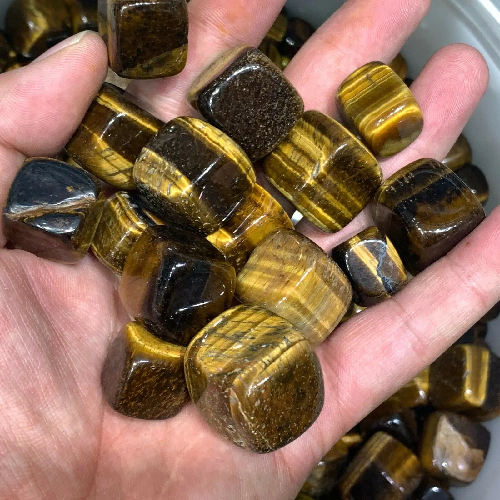 

50PC + natural tiger eye quartz polished gem grain crystal heals 2.2lb