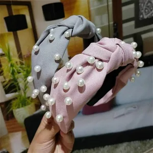 Wholesale women cloth bead headband girl's headwear lady's knot hair accessories ins korea style hairbands