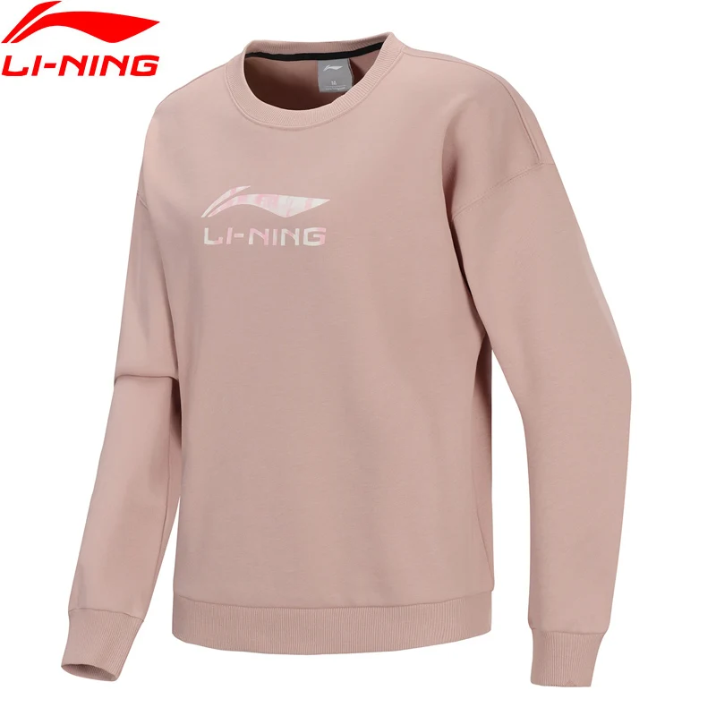 Женские теплые свитеры Li Ning спортивные свободные из 64% полиэстера и 36% хлопка с