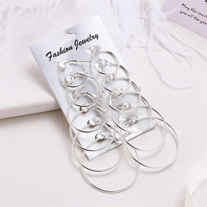 IFMIA 6 пар бриллиантовые большие круглые серьги модные украшения для женщин и