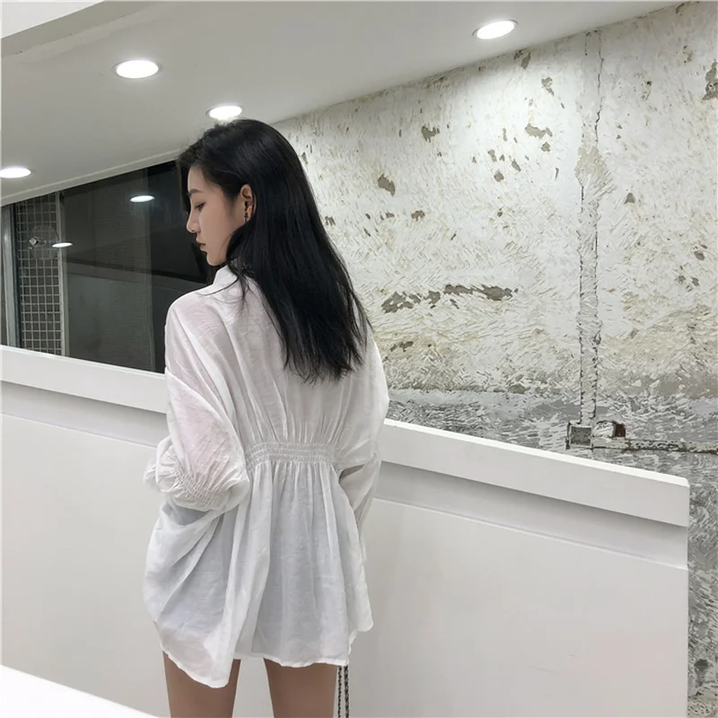 

Thin Shirt Woman Clothing Korean Style Long Sleeve Shirts Hipster Turn-down Collar Sexy spring fall Blouses Casual loose Tops