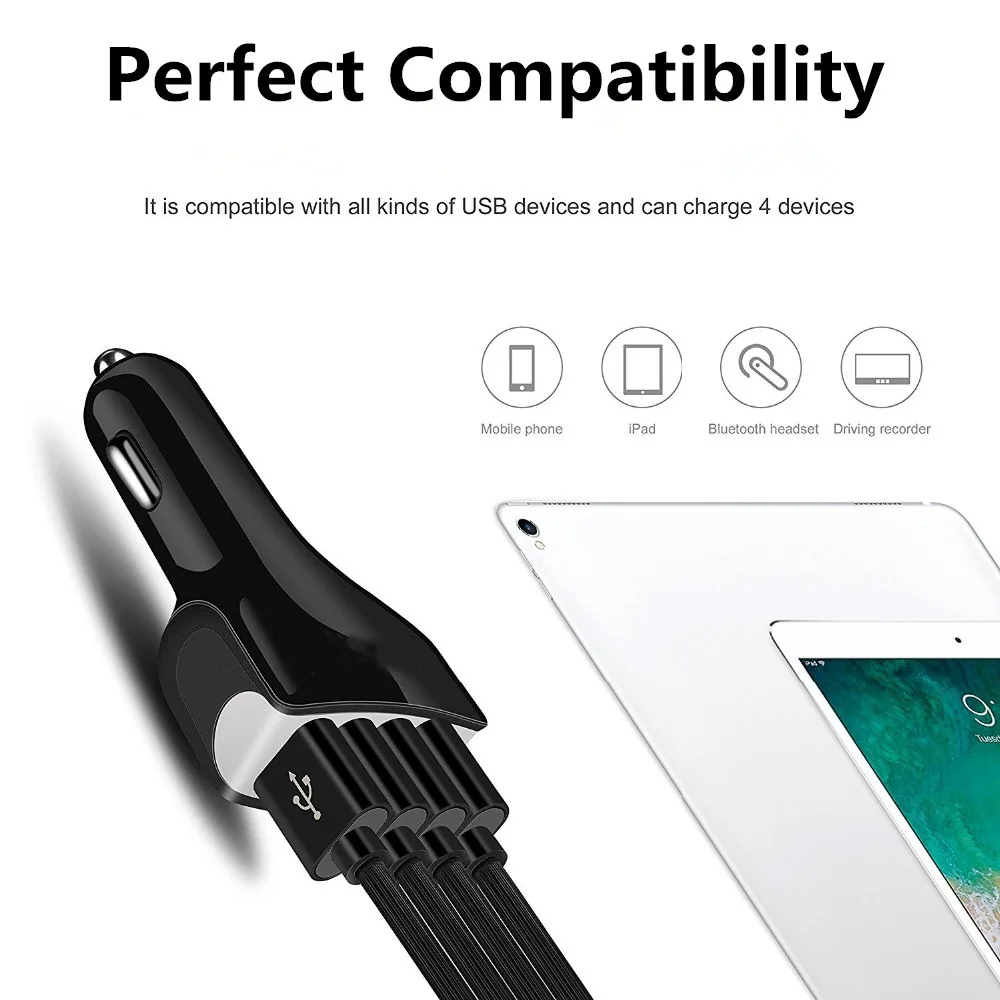 QC3.0 4USB авто зарядное устройство мобильный телефон подходит для iPhone Android серии