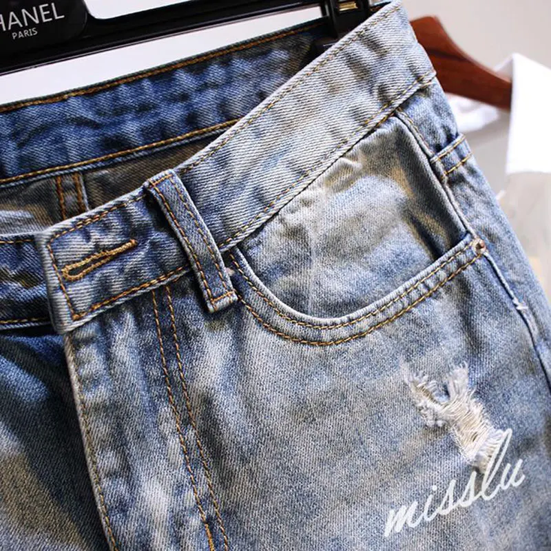 

Loose Jeans Hole Vintage Style Jeans Woman Plus Size Spring Summer Women Denim Harem Pants 100% Cotton Boyfriend Jean