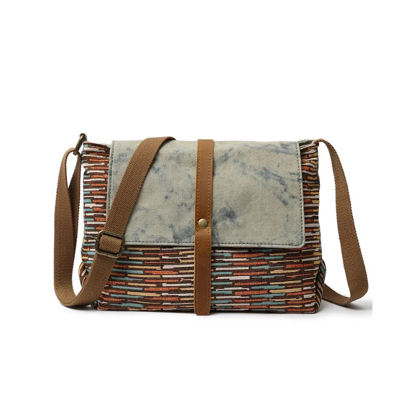 Сумка-мессенджер Мужская холщовая в стиле милитари винтажная Сумочка этническом