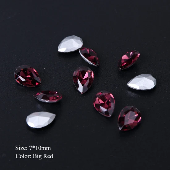Big Red 7x10mm 10 шт. Кристаллы Стразы для ногтей Блеск капли воды украшения для ногтей 3D стеклянный камень драгоценный камень плоская задняя сторона поддельные ювелирные изделия с алмазами TR896 - Цвет: Big Red 7x10mm