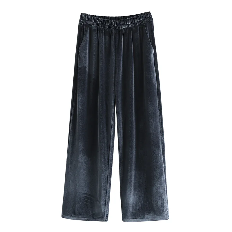 

New 2020 ladies autumn winter plus size long pants for women large loose casual wide leg black velvet trousers 3XL 4XL 5XL