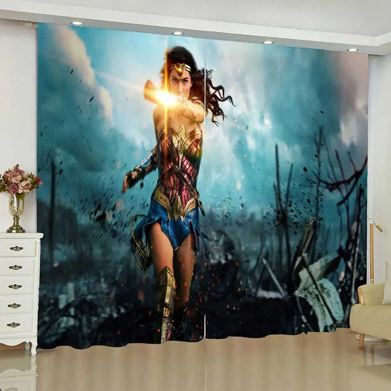Justice League, занавески для окна, DC, Бэтмен, Wonder Woman, жалюзи, портьеры на окно, Затемненные занавески для гостиной - Цвет: 1
