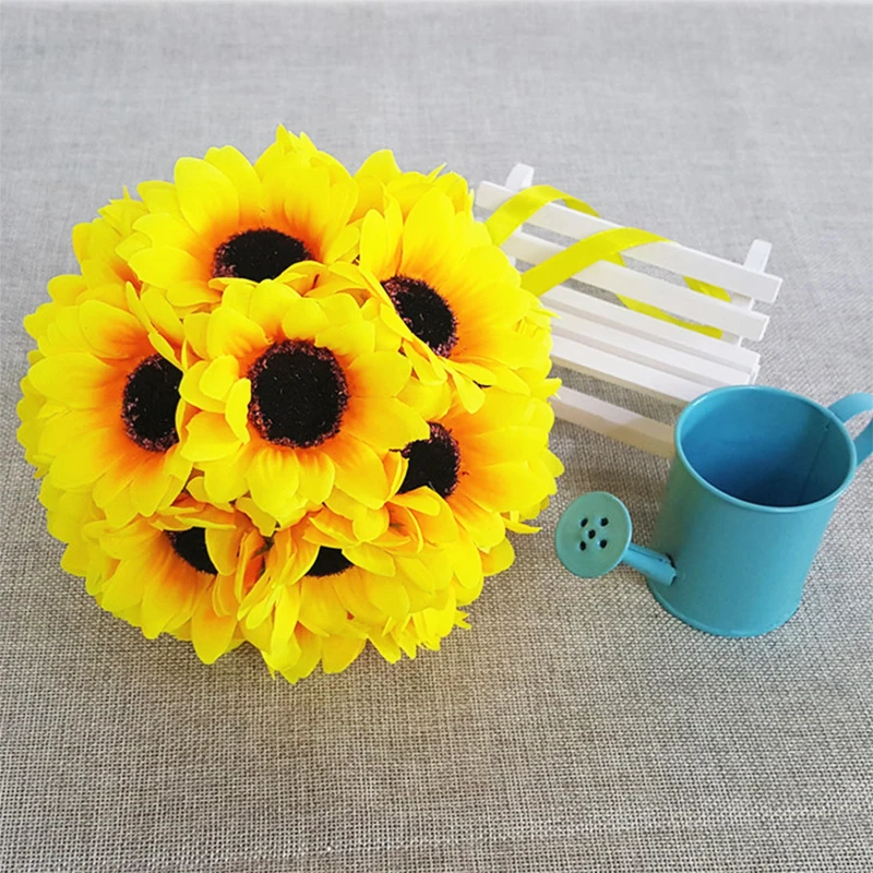 1 шт. подвесной Декор цветок шар центральный Шелковый Подсолнух Свадебные