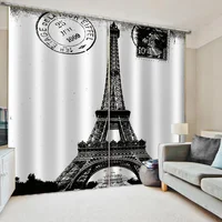 Customized size Luxury Blackout 3D Window Curtains grey tower curtains personality curtains modern living room curtains