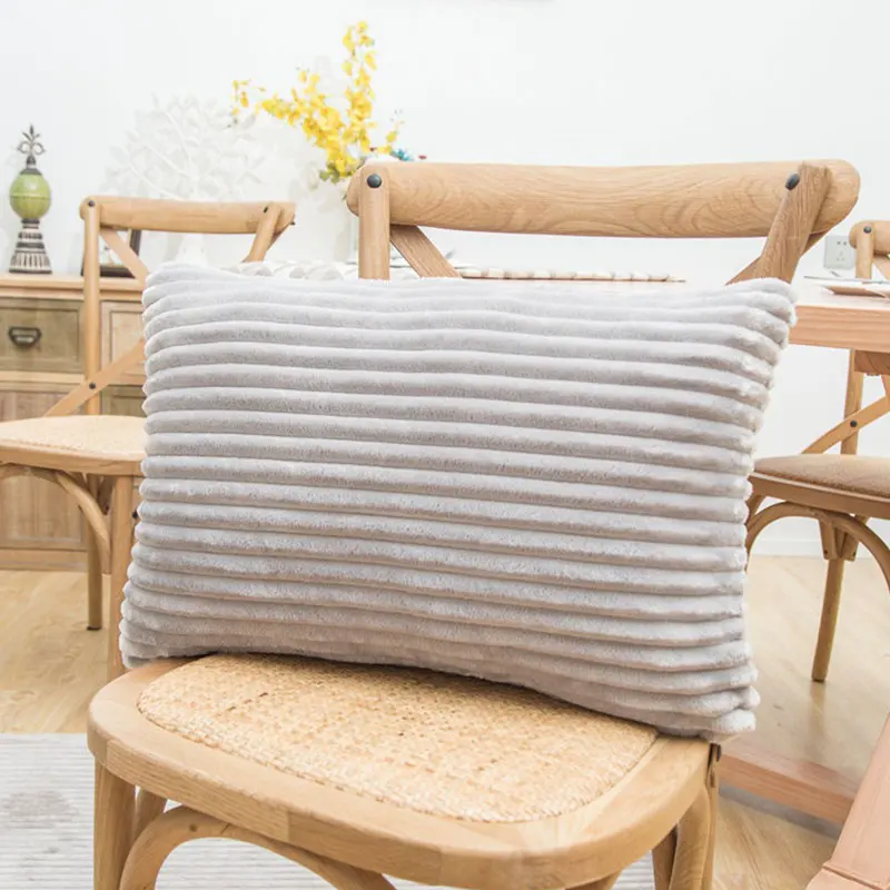 

New Corduroy Throw Pillow Cushion Bedroom Cushion Sofa Cushion Office Solid Color Flannel Stripe Pillow Case Without Core