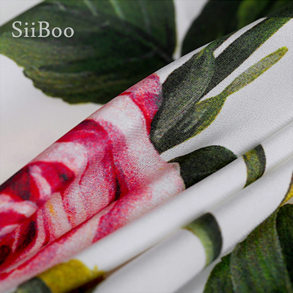 

French romantic rose printed black white color 16-18mm natural silk fabric for women summer dress shirt telas tissus SP6163