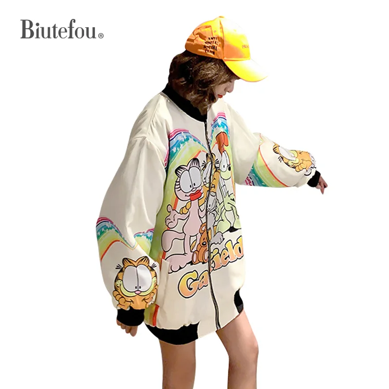 2019 осенние и зимние теплые куртки модные женские пальто с мультяшным принтом |
