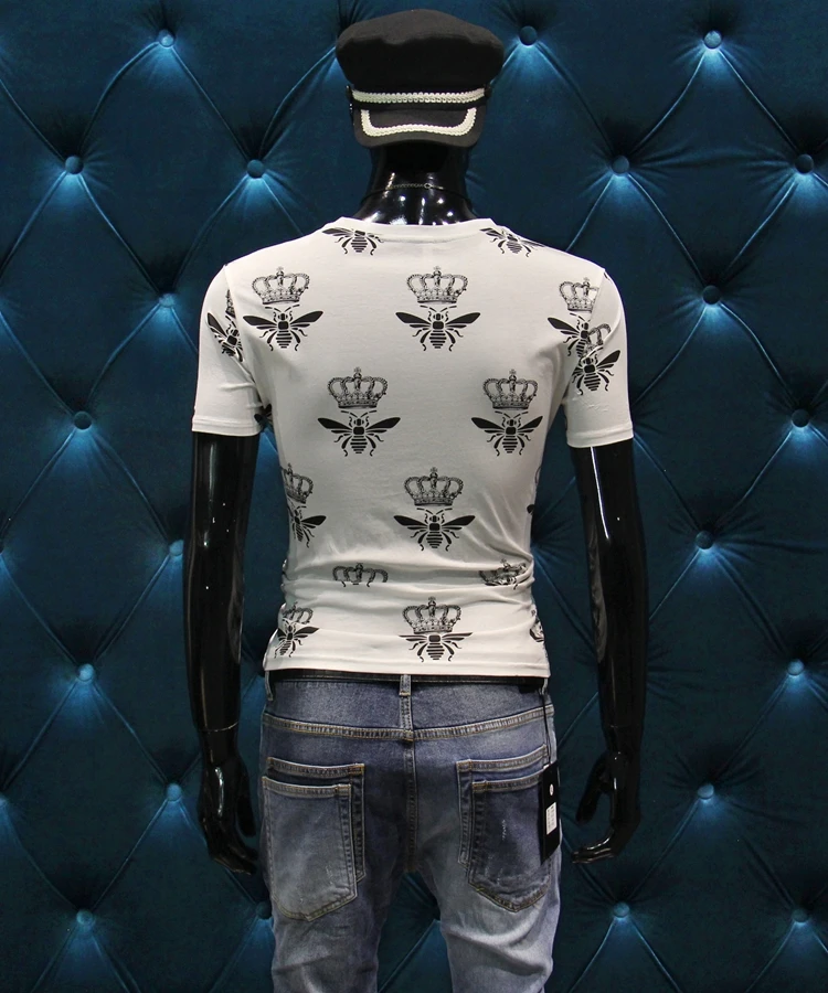 

2020 осень 19fw новые модные футболки с принтом пчелы Корона футболка для мужчин хлопок известный бренд одежда Топ Ретро
