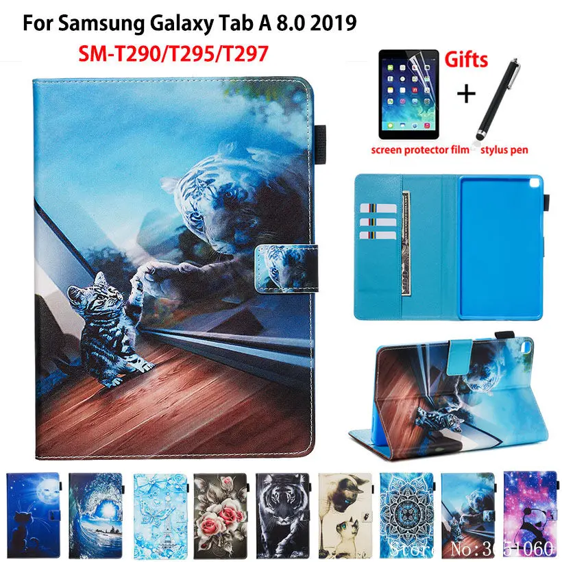 

Чехол для Samsung galaxy tab A 8,0, 2019, Женский чехол-подставка с рисунком животного, T290, T295, T297, чехол для планшета, чехол + подарок
