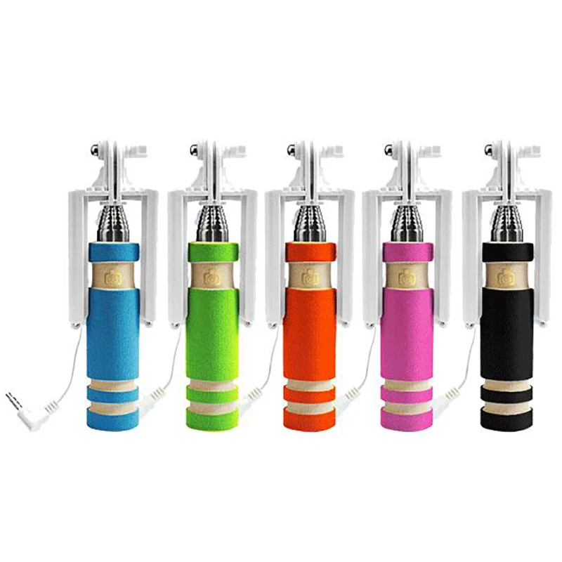 

Mini Selfie Stick with Button Wired Cotton Material Handle Monopod Universal for Mobile Phone