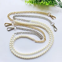 new brand pearl strap for bags handbag accessories purse belt handles cute bead chain tote women parts silvergold clasp