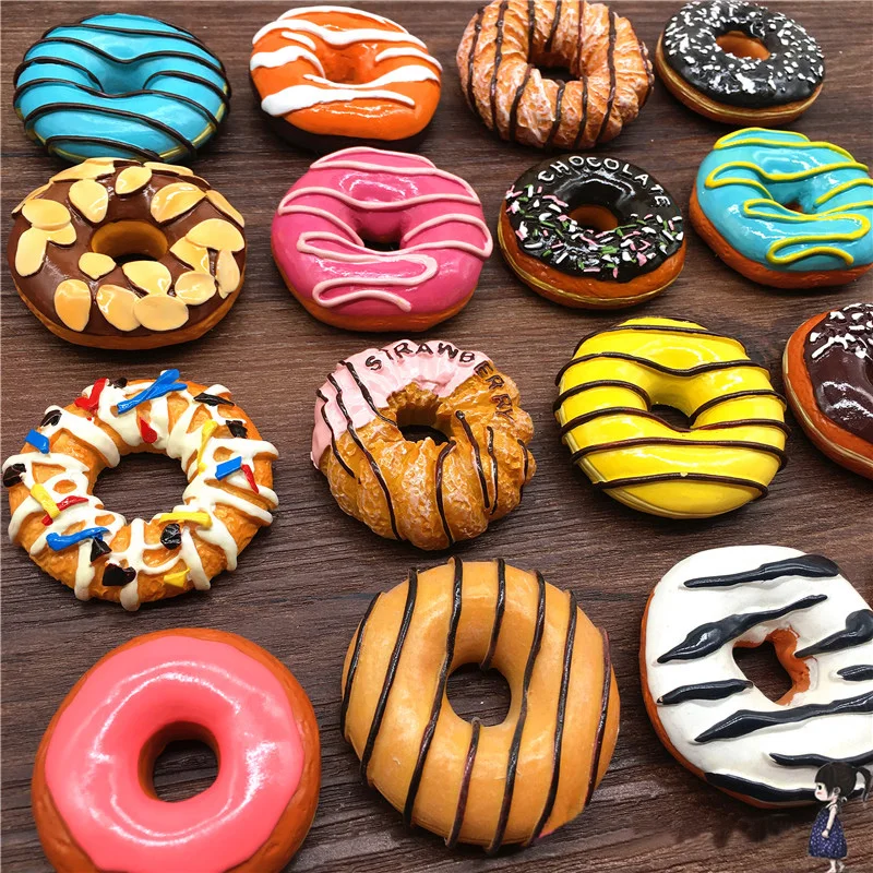 Креативная имитация десертного пончика стерео смола трехмерный магнит на