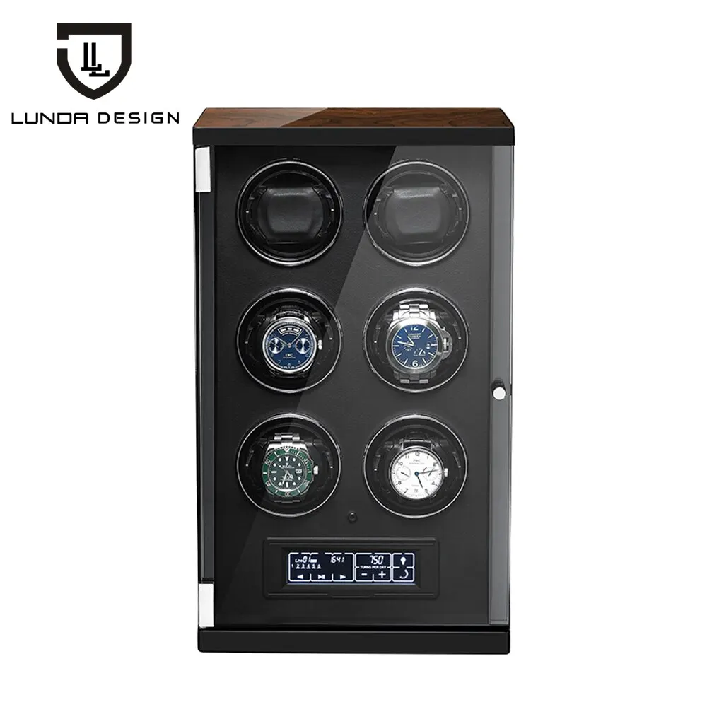 

LUNDA Classical Black Wooden Watch Winder for Automatic Mechanical Watches Luxury Interior Storage Boxes UK/US/AU/EU PLUG
