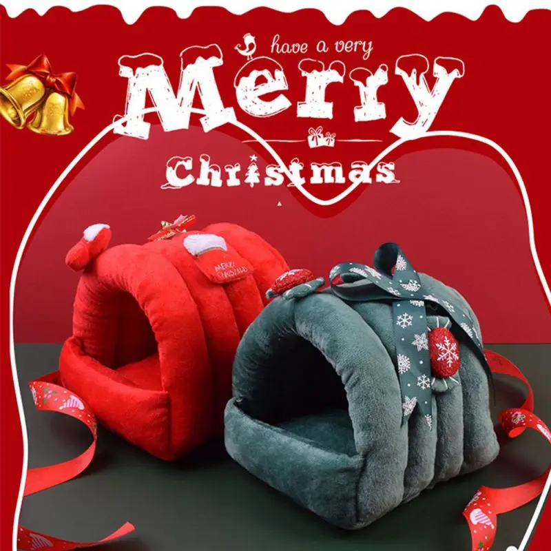 

Christmas Soft Guinea Pig Bed Rabbit Hamsters Warm Cotton Sleeping Bag Small Pets Cave Nest Bed Cushion Warm Pet Accessories