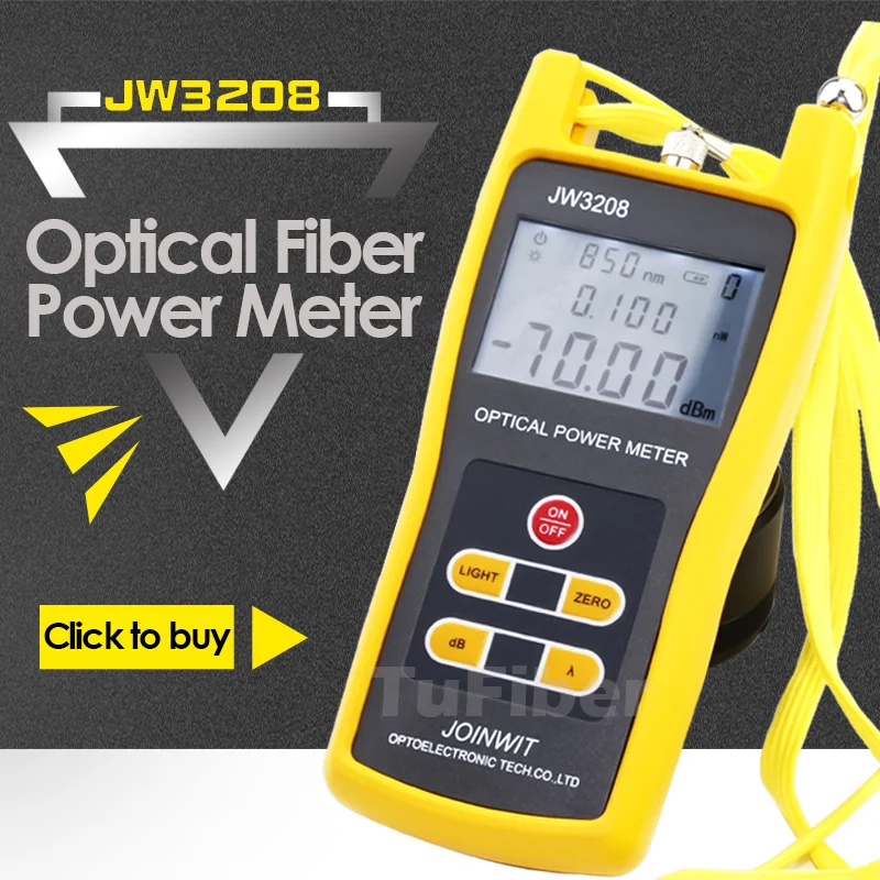 

Joinwit JW3208A/JW3208C Optical Fiber Power Meter with SC/FC Connectors -70~+3dBm or -50+26dBm Handheld Optic Power Meter