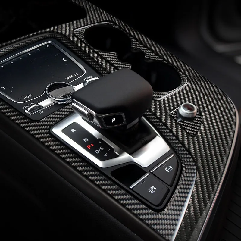 

Carbon Fiber Center Console Dashboard Cover Trim Strips For Audi Q7 2016-18 Interior Seat Adjustment Panel Decorative