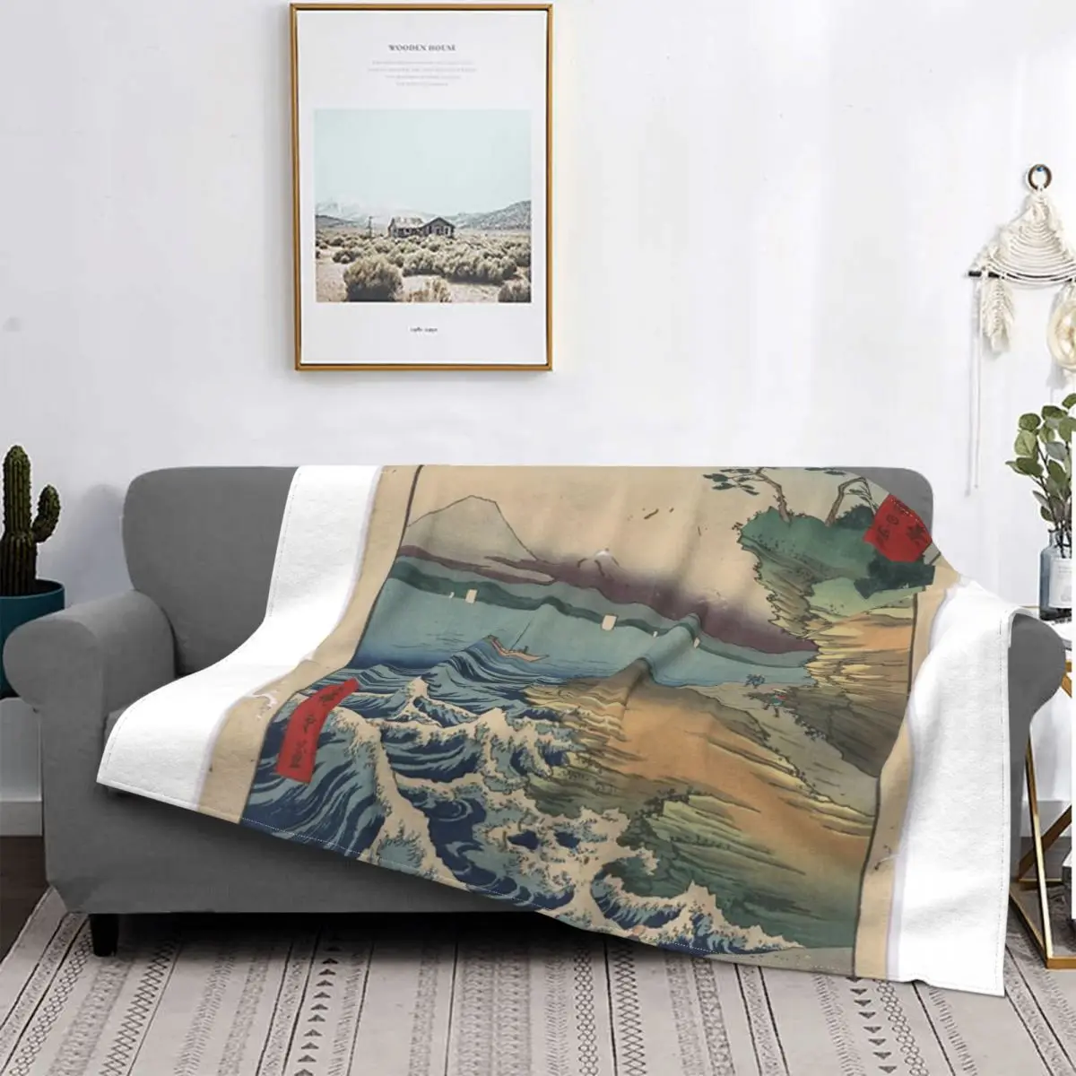 

Manta a cuadros de arte japonés Ukiyo E, colcha de cama, colchas, manta ponderada de verano