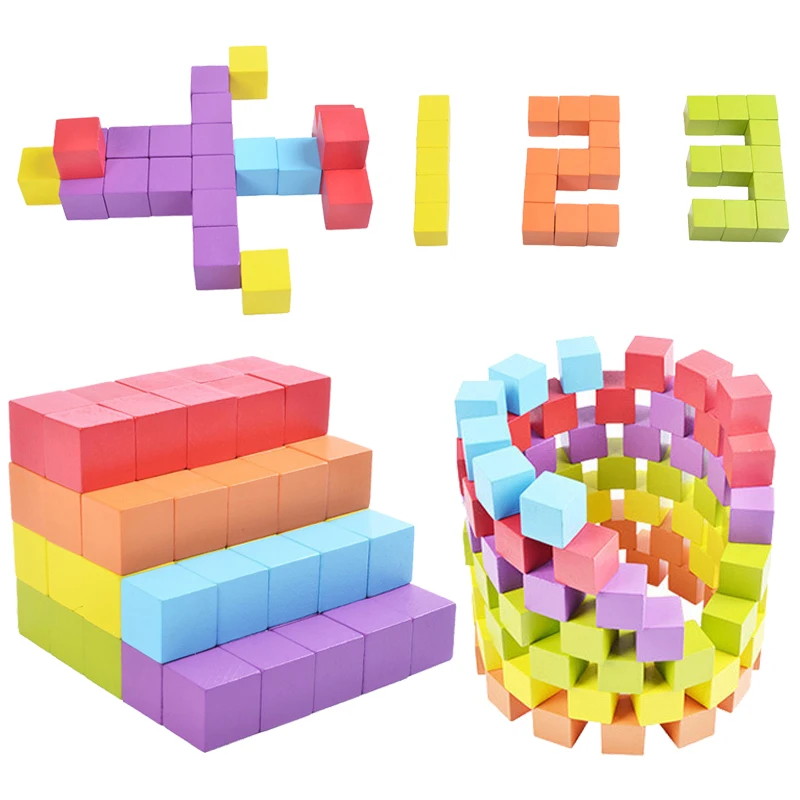 Детские деревянные кубики Радужные блоки Игрушки DIY Arts Montessori Образовательные пространственное мышление Логическая головоломка Арифметический учебный помощник.