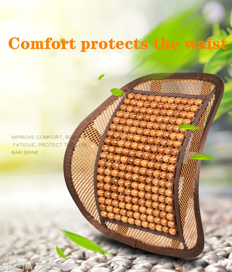 

No deformation/odor40*40CM Car Back Massage Lumbar Support wooden beads waist Chair Relief Back Pain Breathable waist cushion