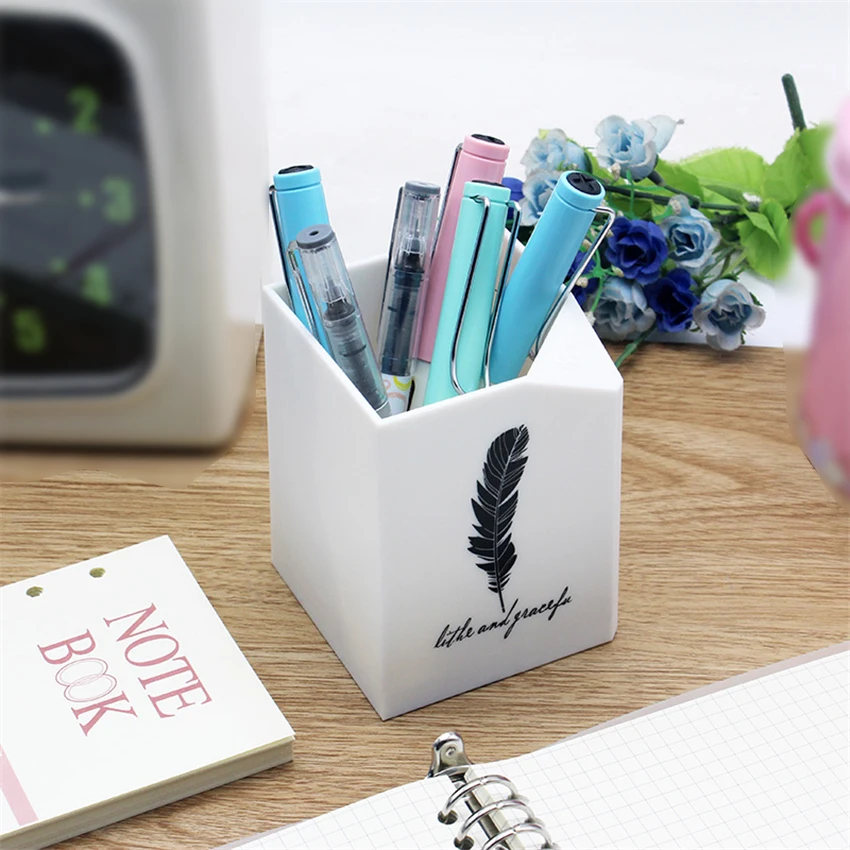 Office School Simple Fashion Plastic Pen Holder Desktop Organizer Pencil Rulers Storage Case Home Makeup Brushes Container | Канцтовары