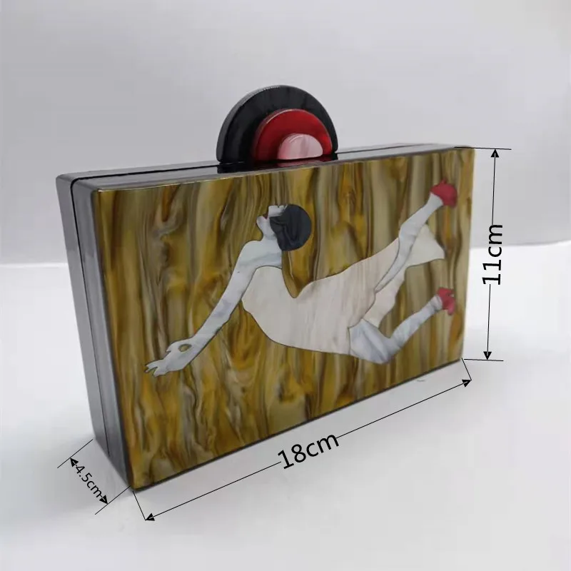 Жемчужно-коричневый с красивой леди на акриловой поверхности женские Вечерние