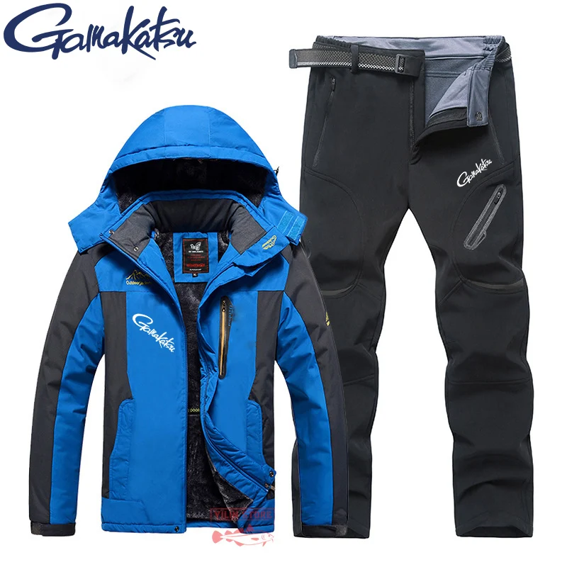 

2022, мужской костюм с курткой для рыбалки Gamakatsu, уличный ветрозащитный водонепроницаемый лыжный костюм, зимний утепленный дышащий костюм с к...