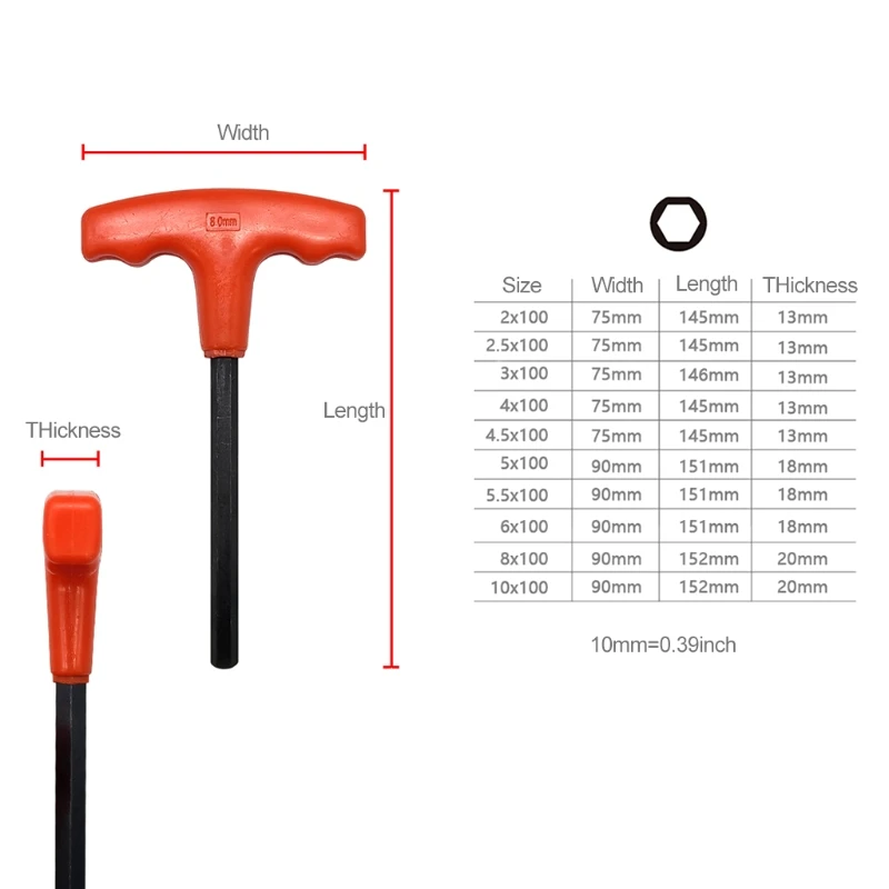 

10 Pcs Wrench Set Newest Type Universal T-Handle Hex Key Hand Metric Sizes Prefessional Tools Car Bike Motorbike