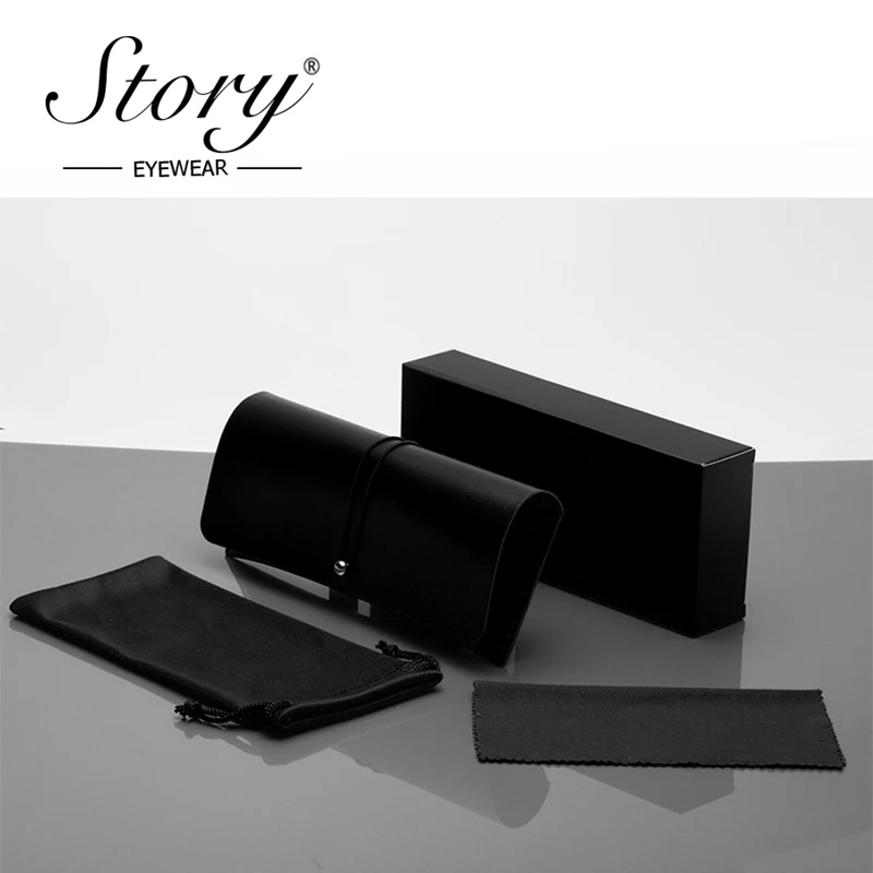 

STORY fashion PU leather glass case 2019 luxury brand retro unisex sunglasses storage box green black eyewear box bag gift