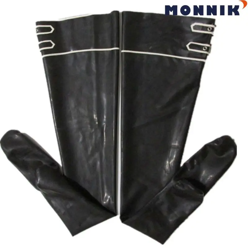 MONNIK latexSexy модные латексные резиновые черные чулки с белыми кругами для девочек