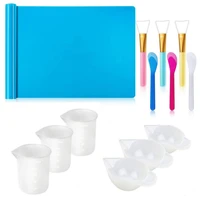 reusable silicone resin kit nonstick silicone mat 100ml measuring cups finger cots resin mix cup stir stick pipette tool x4ya