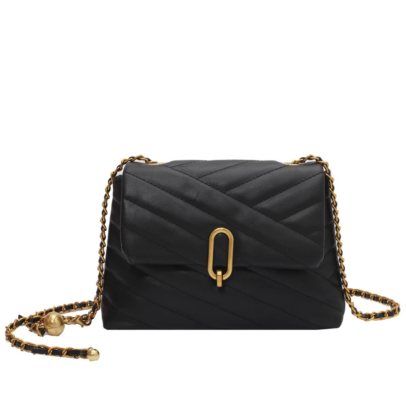 

Shoulder Crossbody Bags Solid Color PU Leather Design Small for Women 2021 Summer Luxury Brand Fashion Travel Chain Handbags