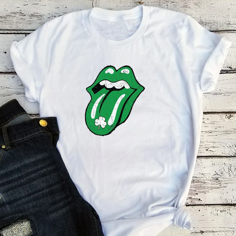 

St. Patrick's Day Shirt 2021 The Irish Tshirt Women Vintage Print Green Tops Girls Gothic Fashion 2021 Harajuku Tee Green XL