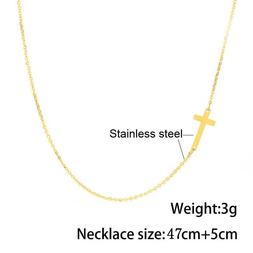 

2021 Fashion New Necklace Women's Golden Classic Cross Necklace Stainless Steel Retro Sweater Chain For Ladies Jewelry Gift