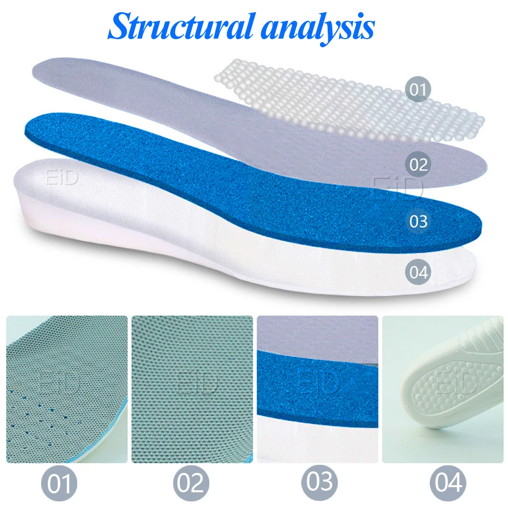 EiD Height increase insoles for men/women 1/2/3.5 cm up invisiable arch support orthopedic Elevator insoles shock absorption Pad