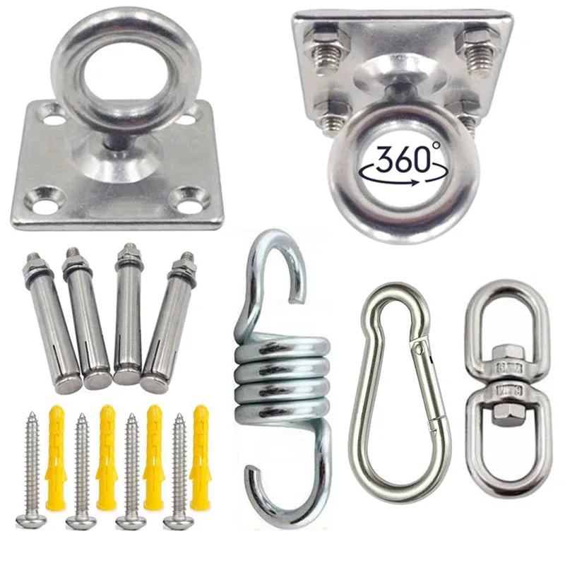 

Camping Tools Stainless Steel Ceiling Fixed Plate Anchor Suspension Bracket Ring Hammock Yoga Swing Chair Swing Hook Accessories