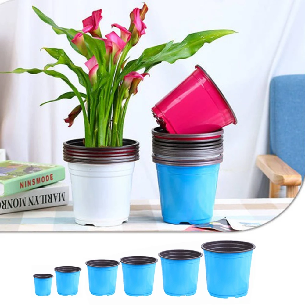 

5Pcs Mini Round Plastic Plant Flower Pot Nursery Plant Basin Unbreakable Plastic Flowerpots for Succulent Plants
