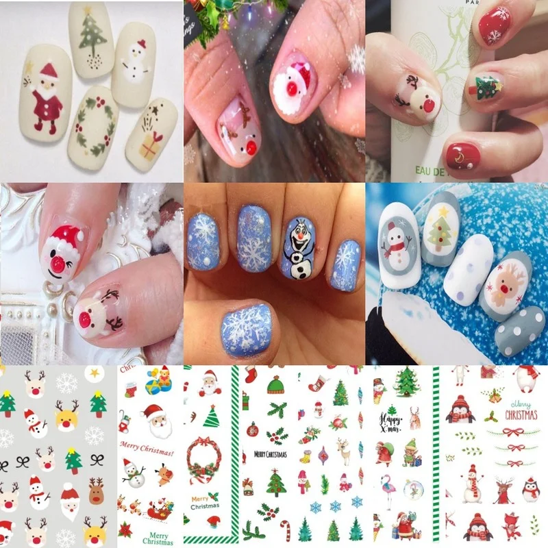

1Pc Nails Stickers Decal Decoration Christmas Snowflakes Cartoon Nail Decoration DIY Creative Designs Watermark Decals Tool