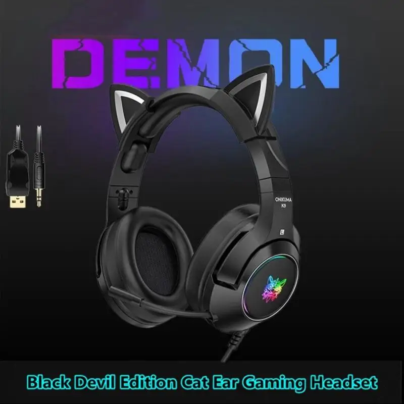 ONIKUMA Новый K9 черный демон версия кошачьими ушками на капюшоне для девочек игровые
