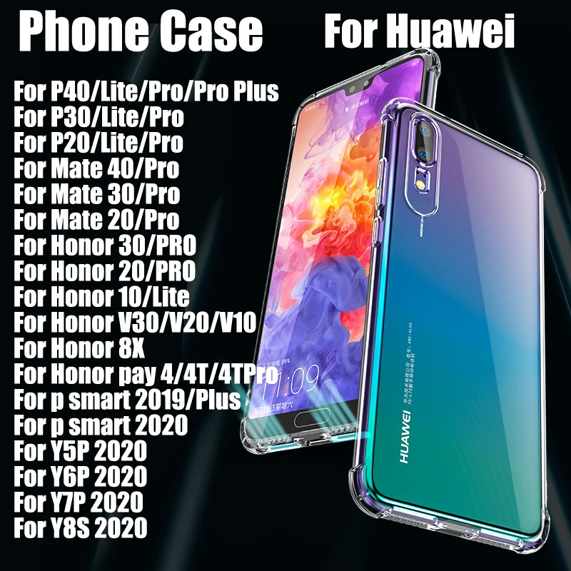 

UGI Transparent Phone case Air Bag For Huawei P40 P30 P20 Lite Pro Plus Mate 40 30 20 Pro For Honor 30 20 10 Pro Lite V30 V20 10