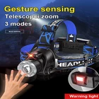 Передняя светодиодная фара самая мощная фара 18650, перезаряжаемая фара высокой мощности с ИК-датчиком, водонепроницаемый Головной фонарь для рыбалки