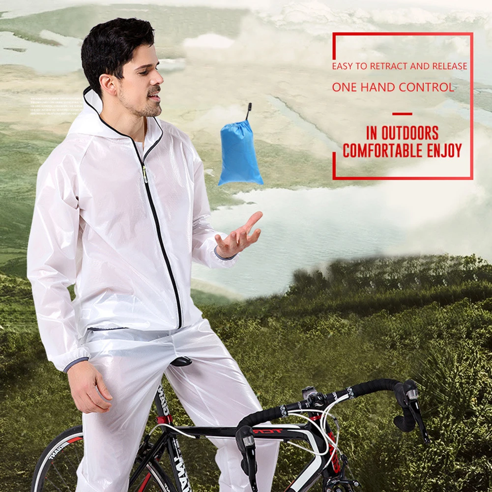 Hooded Split Raincoat Rain Pants Suit Adults Waterproof PVC Outdoor Sports Motorcycle Riding Climbing Rainwear Jacket | Дом и сад