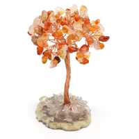 natural gem crushed stone red agate copper wire winding silk tree of life table home decoration ornaments exquisite gift